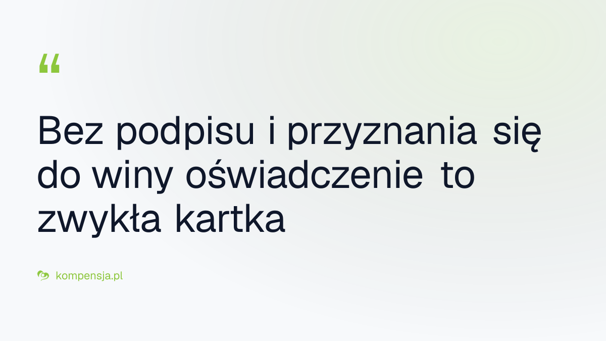 Bez podpisu i przyznania się do winy oświadczenie to zwykła kartka - oświadczenie o kolizji drogowej