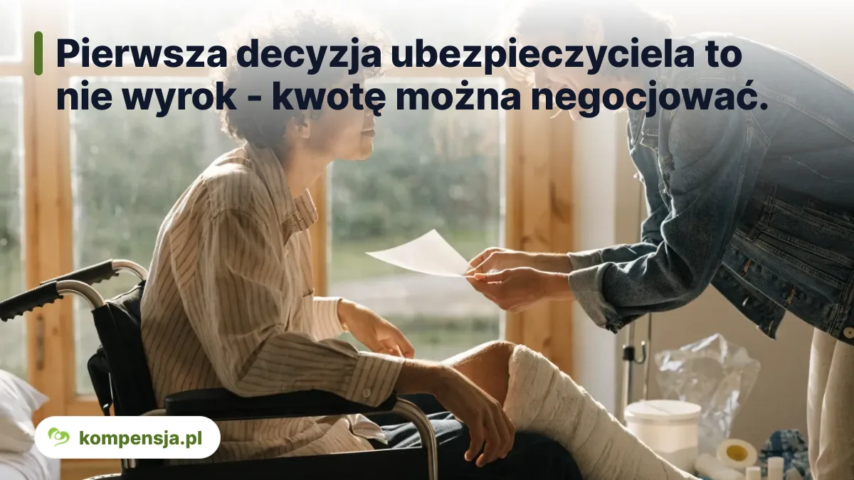 Pierwsza decyzja ubezpieczyciela to nie wyrok - kwotę można negocjować. - zadośćuczynienie za urazy