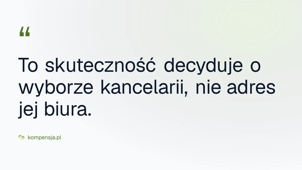 To skuteczność decyduje o wyborze kancelarii, nie adres jej biura. - kancelaria odszkodowawcza katowice