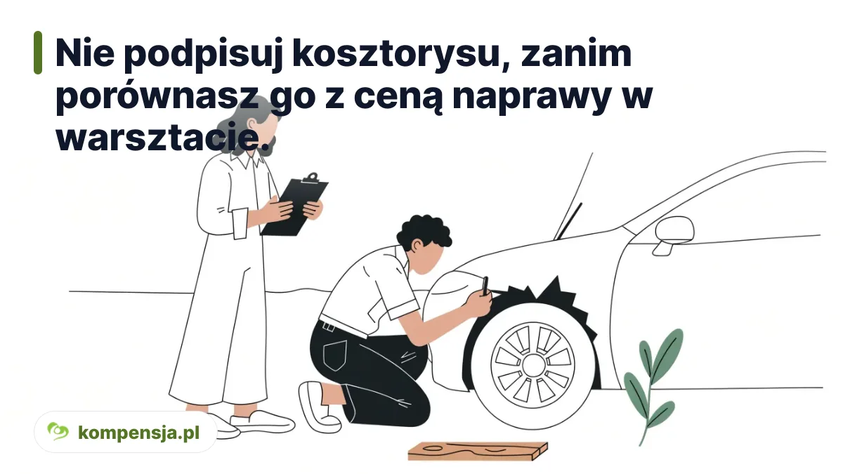 Nie podpisuj kosztorysu, zanim porównasz go z ceną naprawy w warsztacie. - likwidacja szkody komunikacyjnej